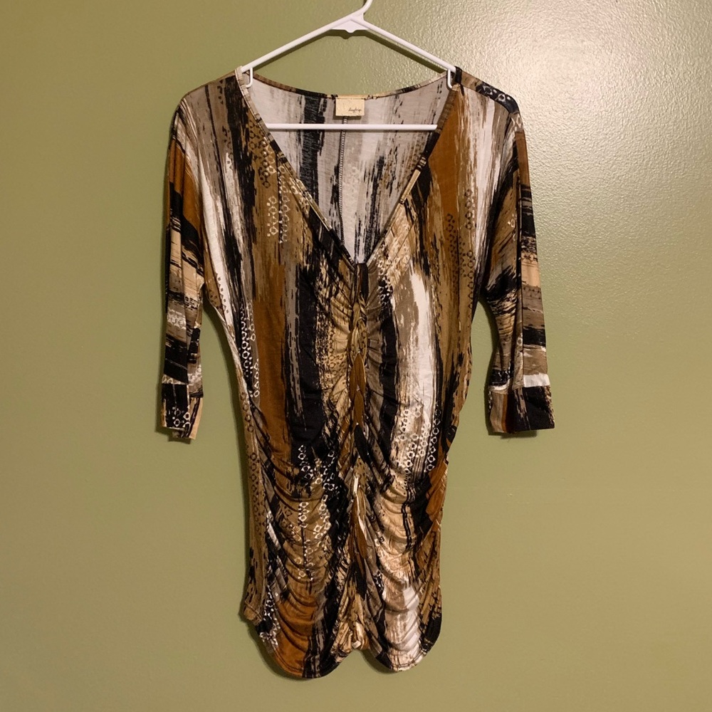 DayTrip neutral browns ruched top